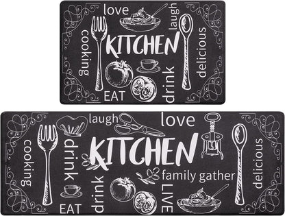 Kitchen Rugs Set of 2, Non Slip Waterproof Mat Carpet for Sink, Laundry Room