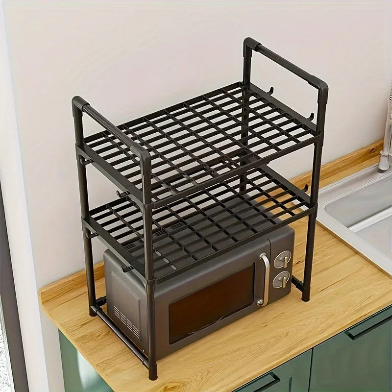 Heavy-Duty Adjustable/Telescopic Storage Rack/Microwave Stand - Easy-To-Assemble Kitchen Organiser