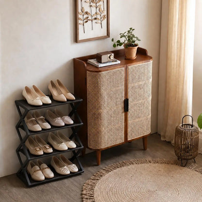 4-Tier Heavy Duty Shoe Rack, Stainless Steel, Space-Saving, Easy Assembly, Modern Entryway Organiser