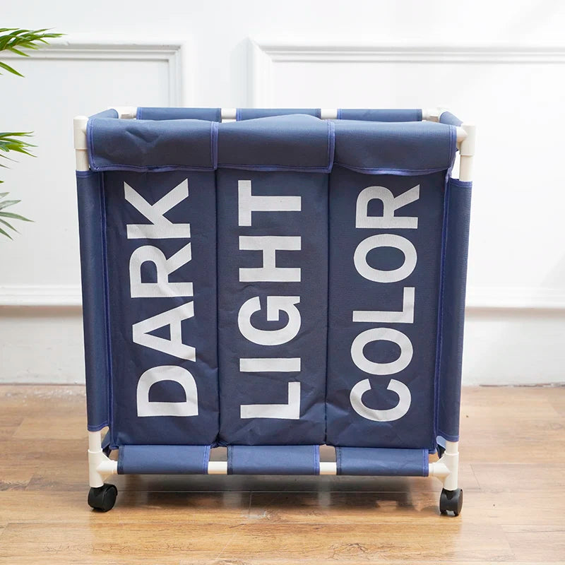 3-Section Laundry Hamper for Darks, Lights and Colours 