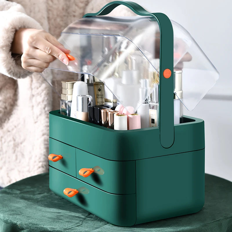 1Pc Dust-Proof Desktop Makeup Organizer with Drawer