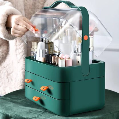 1Pc Dust-Proof Desktop Makeup Organizer with Drawer