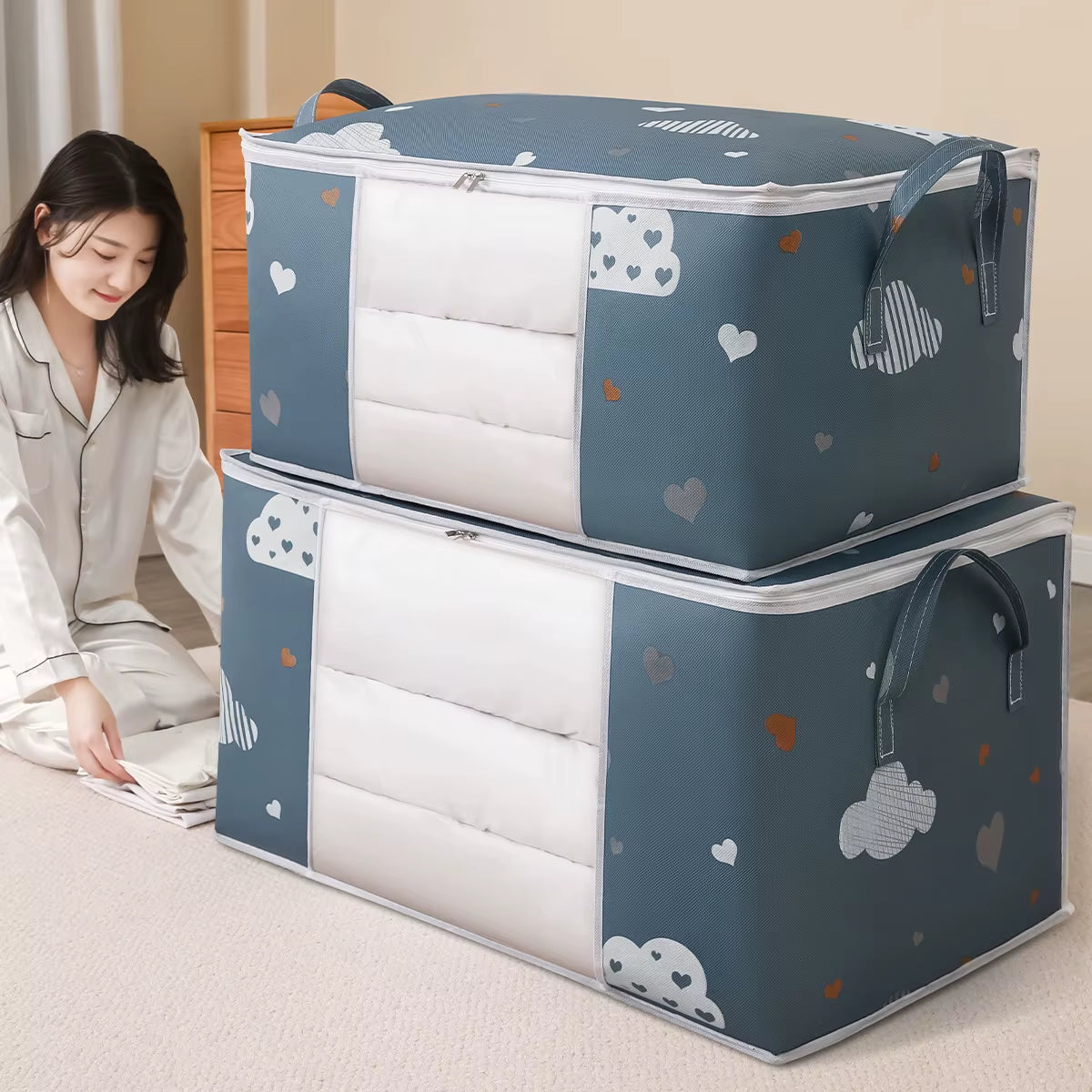 Big Capacity Storage Bag 4/2/1PCS Quilt Clothes Moisture Dust Proof Proof Organizer Duvet Blanket Sorting Bags Luggage Bag