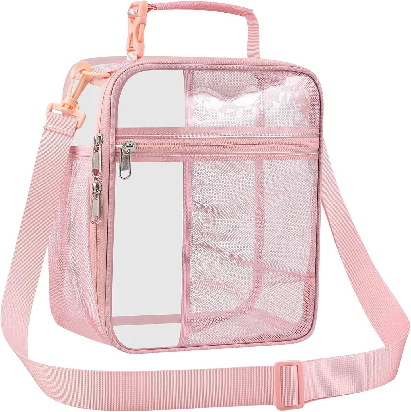 Stadium Approved Clear Lunch Bag with Adjustable Shoulder Strap Multi-Purpose Lunch Bag Portable Lunch Bag Clear Lunch Box for Officers, Work,Sprots