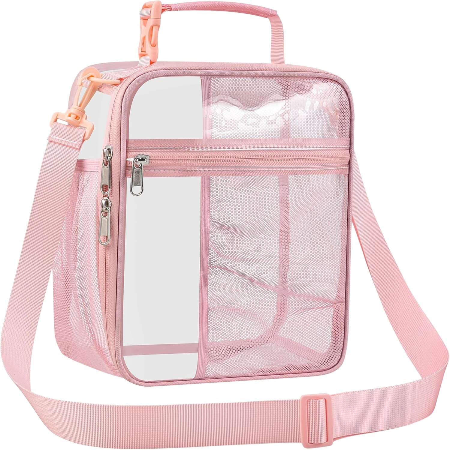 Stadium Approved Clear Lunch Bag with Adjustable Shoulder Strap Multi-Purpose Lunch Bag Portable Lunch Bag Clear Lunch Box for Officers, Work,Sprots