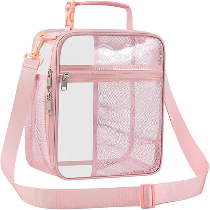 Stadium Approved Clear Lunch Bag with Adjustable Shoulder Strap Multi-Purpose Lunch Bag Portable Lunch Bag Clear Lunch Box for Officers, Work,Sprots