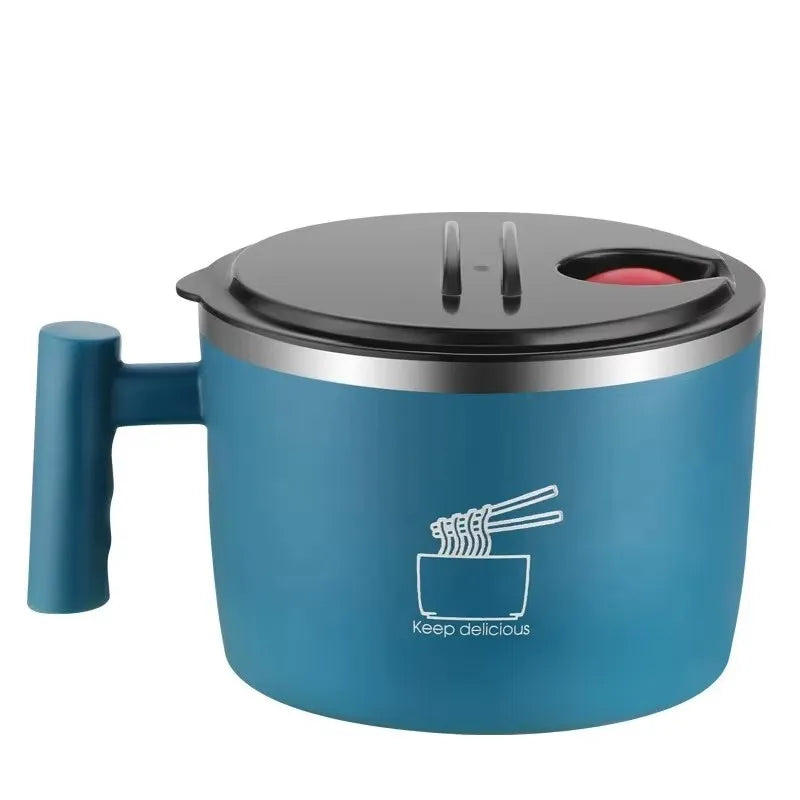 Stainless Steel Bowl with Lid for Instant Noodles Sealed and Portable Drain Bowl for Kitchen Utensils Instant Noodle Partner