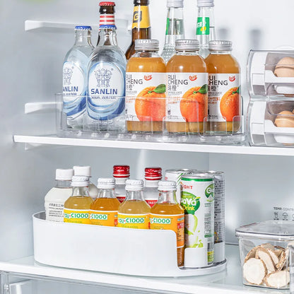 360 Rotating Refrigerator Storage Box Multifunctional Spice Organizer Simple Drink Tray for Kitchen Countertop