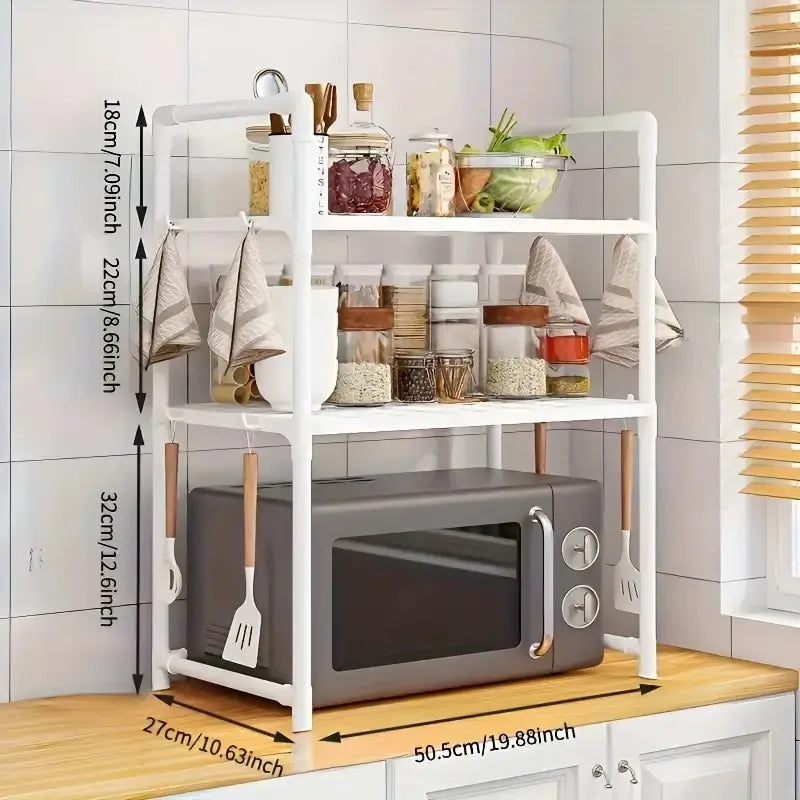 Heavy-Duty Adjustable/Telescopic Storage Rack/Microwave Stand - Easy-To-Assemble Kitchen Organiser