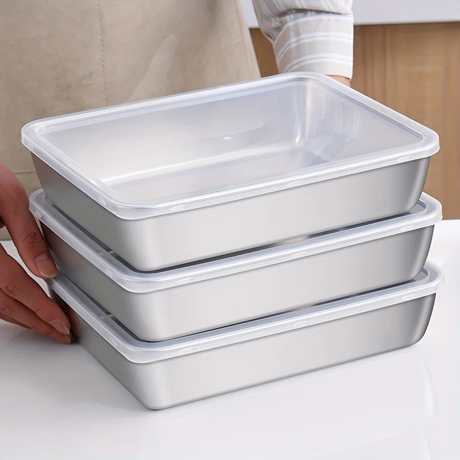 3-Piece Stainless Steel Food Storage Containers Set - Airtight Bpa-Free Kitchen Organizers for Fridge/Pantry/Dry Goods