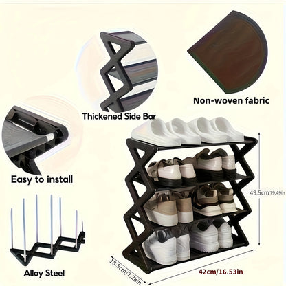 4-Tier Heavy Duty Shoe Rack, Stainless Steel, Space-Saving, Easy Assembly, Modern Entryway Organiser