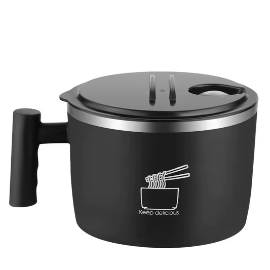 Stainless Steel Bowl with Lid for Instant Noodles Sealed and Portable Drain Bowl for Kitchen Utensils Instant Noodle Partner