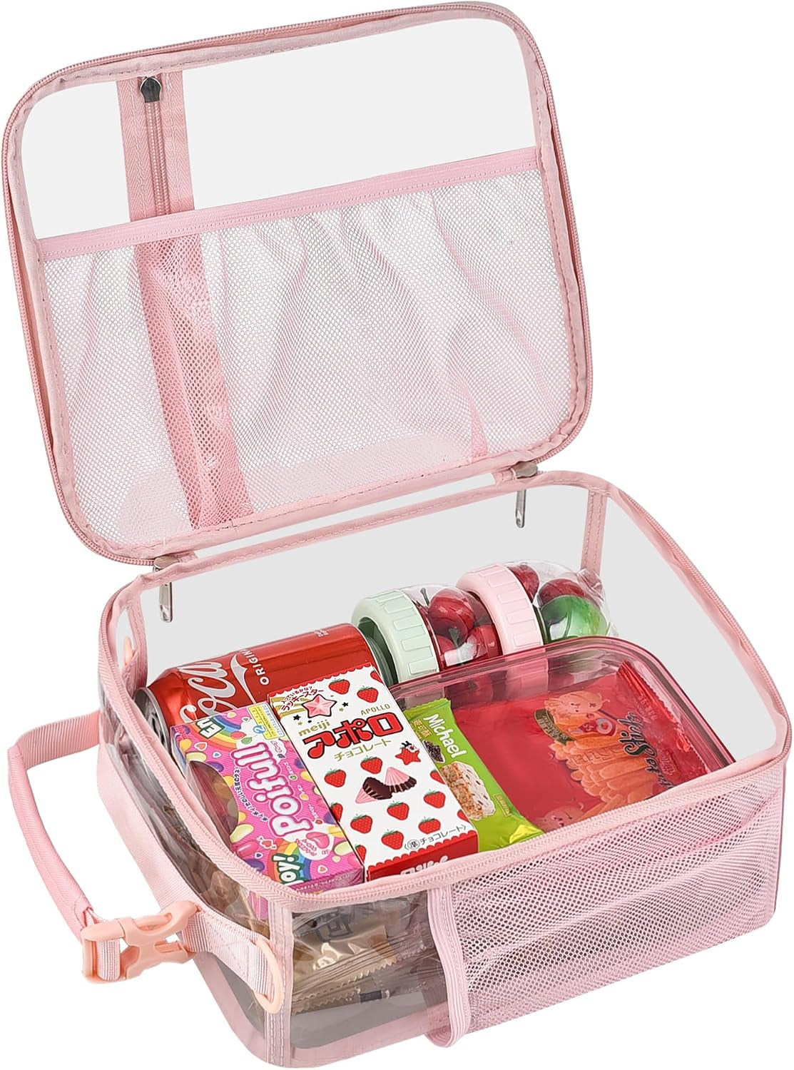 Stadium Approved Clear Lunch Bag with Adjustable Shoulder Strap Multi-Purpose Lunch Bag Portable Lunch Bag Clear Lunch Box for Officers, Work,Sprots