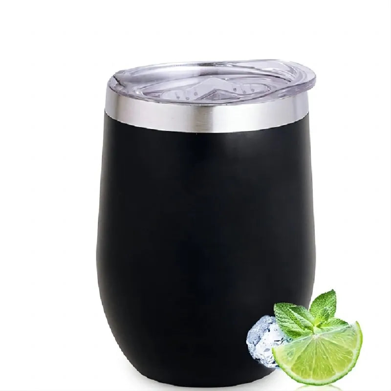 12 Oz Stainless Steel Wine Tumbler with Lids, Double Wall Vacuum Insulated Travel Cup for Coffee, Cocktail, Drink, Tea and Beer