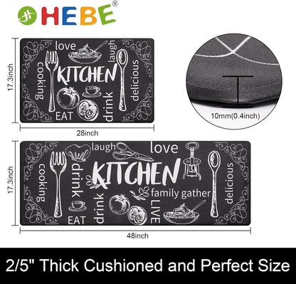 Kitchen Rugs Set of 2, Non Slip Waterproof Mat Carpet for Sink, Laundry Room