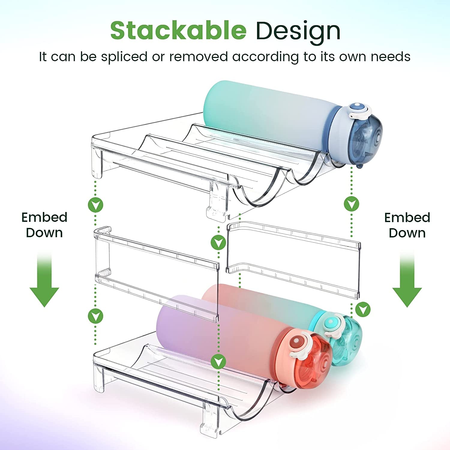 2 Pack Stackable Water Bottle Storage Rack