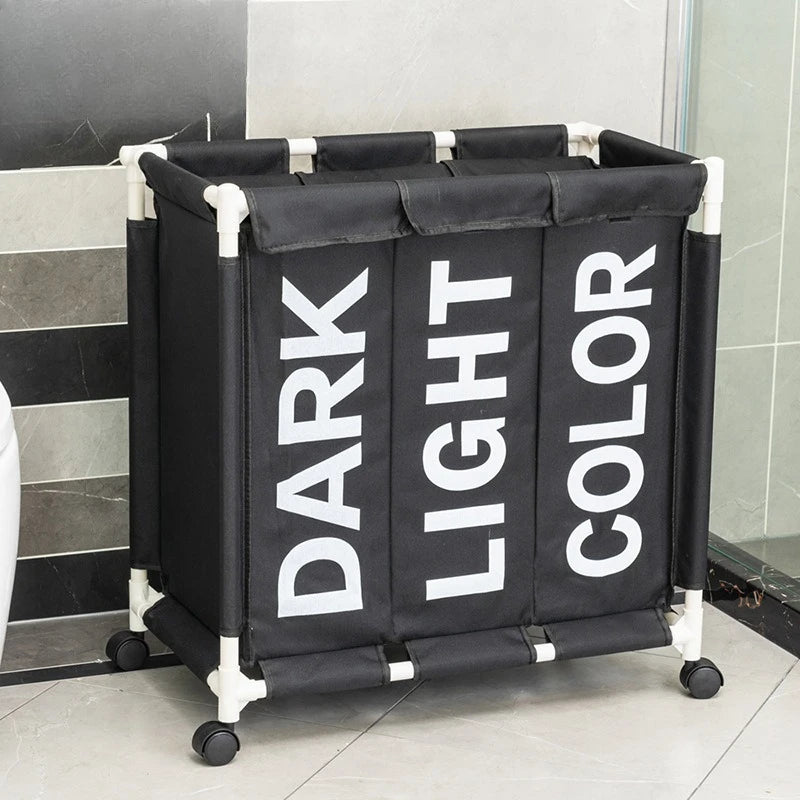 3-Section Laundry Hamper for Darks, Lights and Colours 