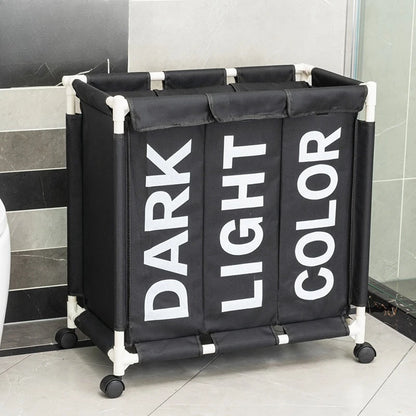 3-Section Laundry Hamper for Darks, Lights and Colours 