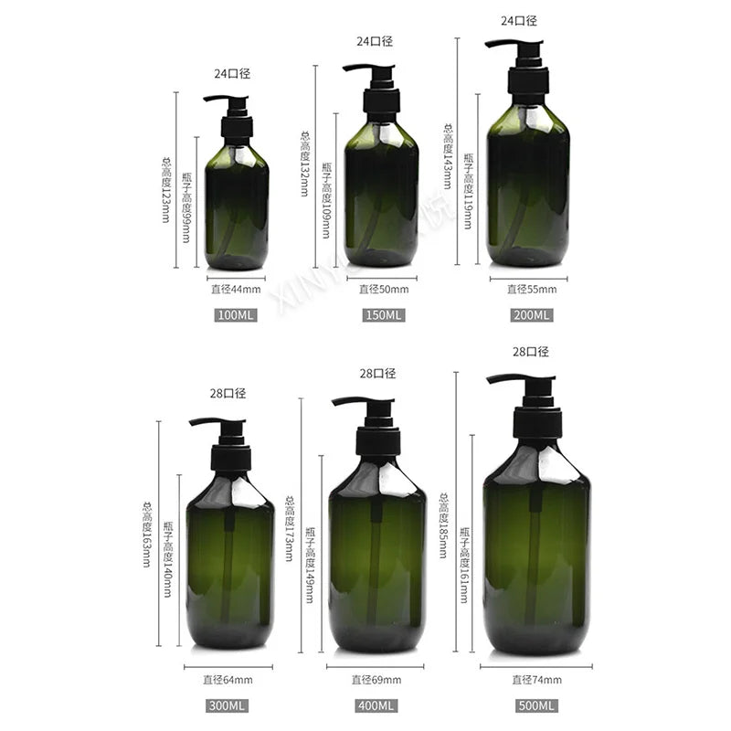 100/200/300/400/500Ml Empty Pump Refillable Bathroom Shampoo Shower Gel Bottles Dispenser Kitchen Dish Plastic Liquid Container