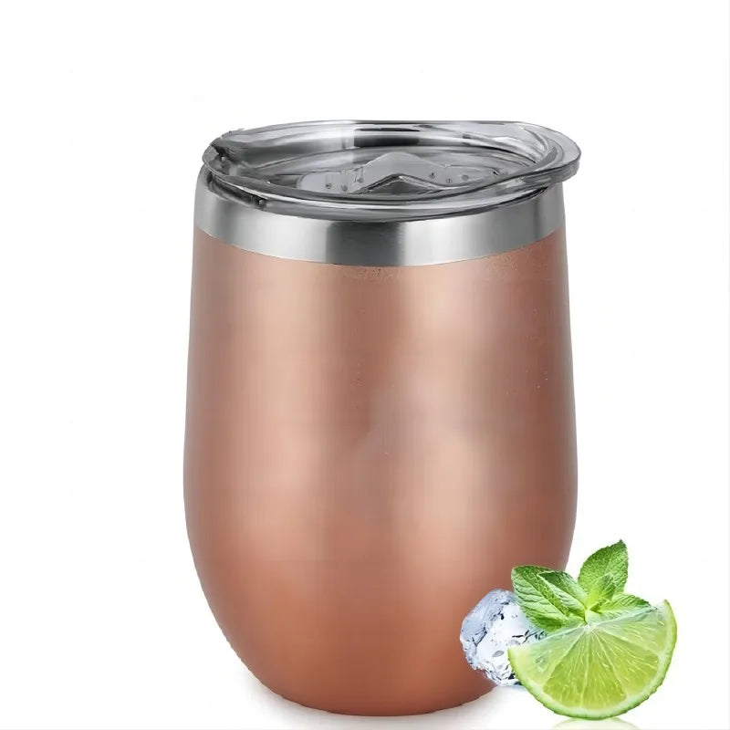 12 Oz Stainless Steel Wine Tumbler with Lids, Double Wall Vacuum Insulated Travel Cup for Coffee, Cocktail, Drink, Tea and Beer