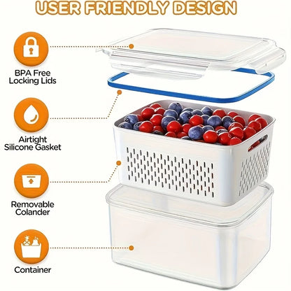 4Pcs/Set Leak-Proof Food Storage Containers-Airtight, Stackable Meal Prep Boxes-Suitable for Fruits, Vegetables, Meat & Grains