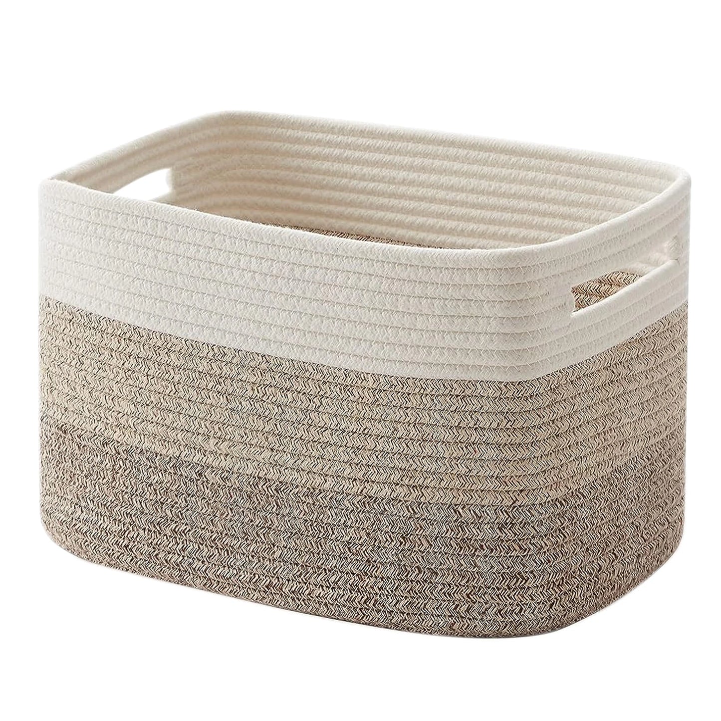 Storage Baskets for Organizing,Closet Shelf Woven Baskets, Square Bins, Cotton Rope Basket for Toys, Clothes, Office, Room