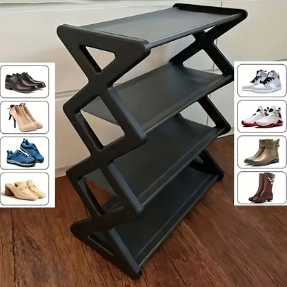 4-Tier Heavy Duty Shoe Rack, Stainless Steel, Space-Saving, Easy Assembly, Modern Entryway Organiser