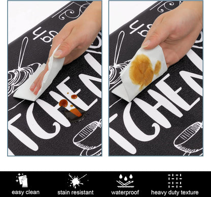 Kitchen Rugs Set of 2, Non Slip Waterproof Mat Carpet for Sink, Laundry Room