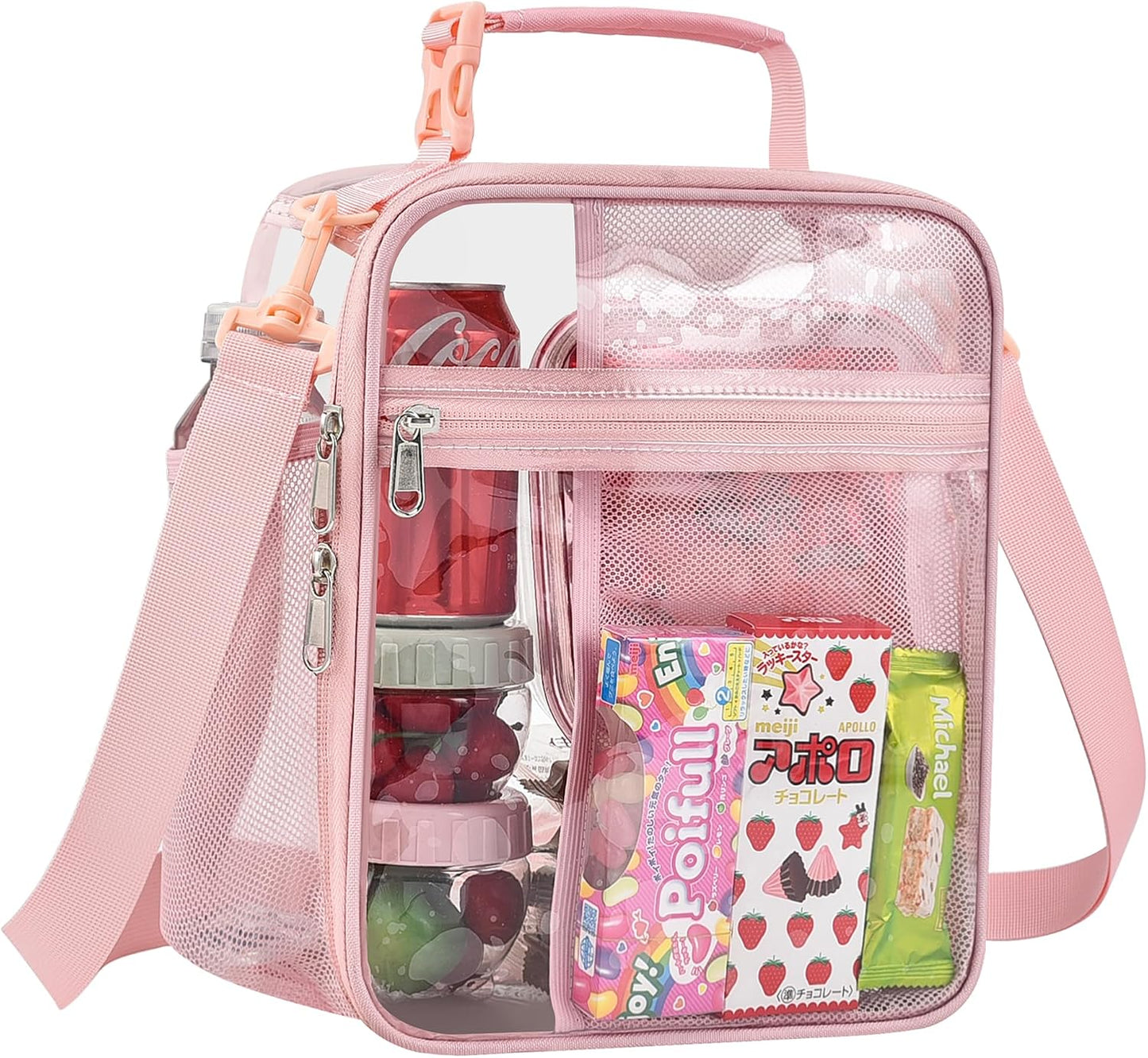 Stadium Approved Clear Lunch Bag with Adjustable Shoulder Strap Multi-Purpose Lunch Bag Portable Lunch Bag Clear Lunch Box for Officers, Work,Sprots