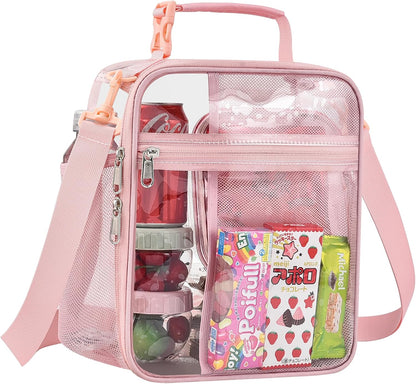 Stadium Approved Clear Lunch Bag with Adjustable Shoulder Strap Multi-Purpose Lunch Bag Portable Lunch Bag Clear Lunch Box for Officers, Work,Sprots