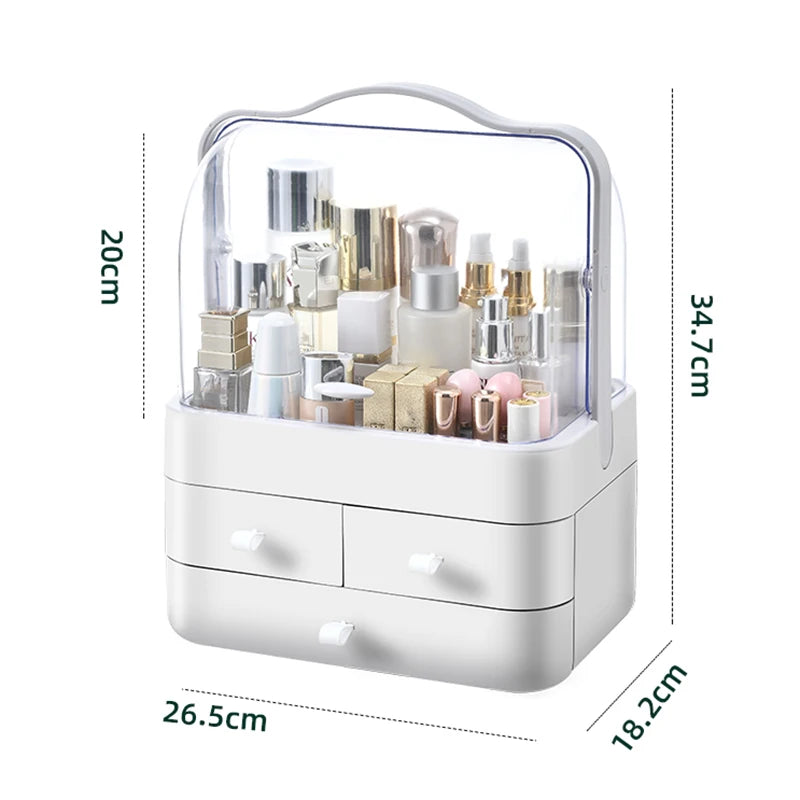 1Pc Dust-Proof Desktop Makeup Organizer with Drawer