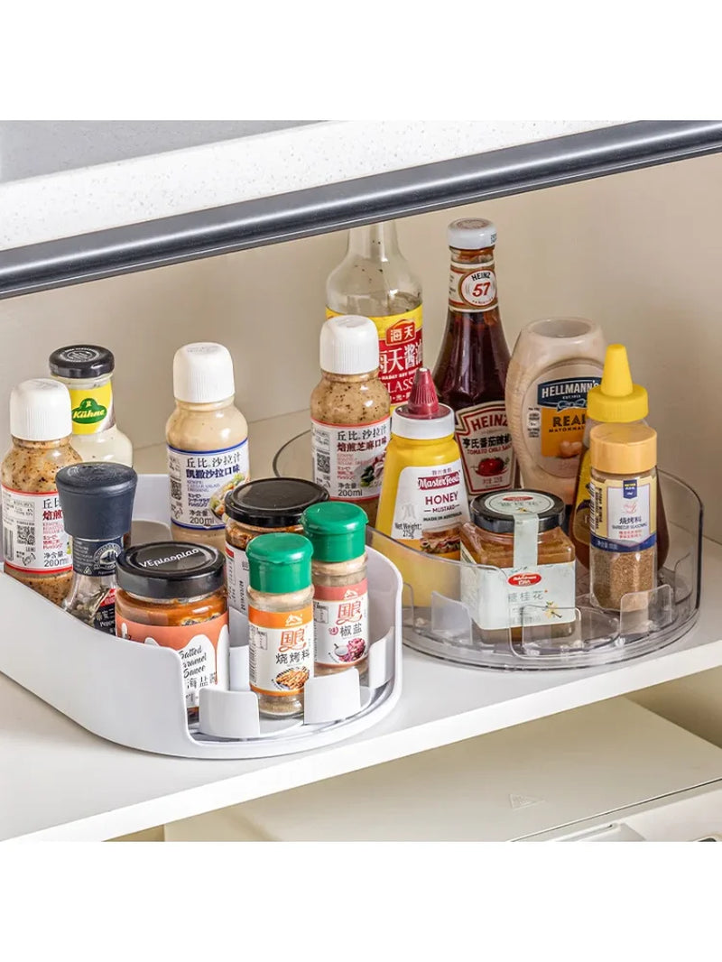 360 Rotating Refrigerator Storage Box Multifunctional Spice Organizer Simple Drink Tray for Kitchen Countertop