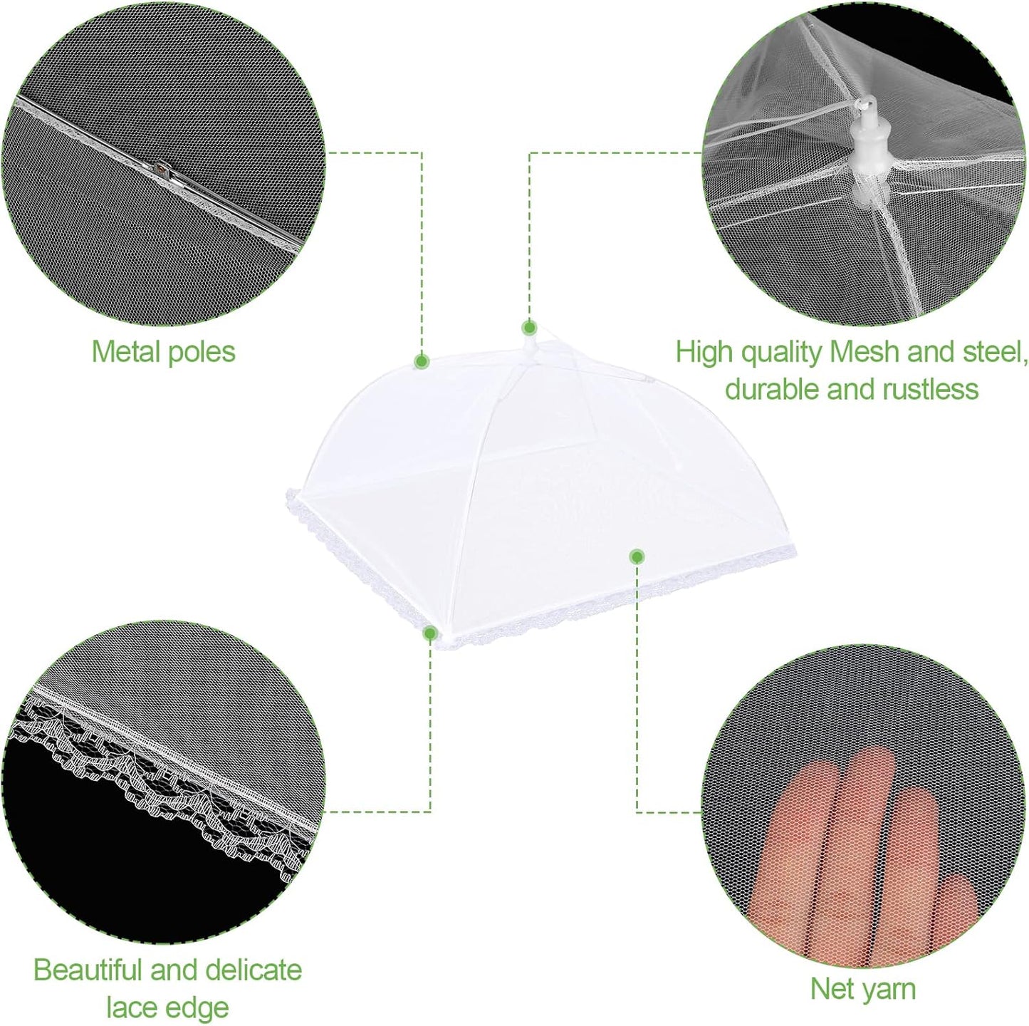 4 Pack Mesh Food Covers 17 Inch, Large and Tall Food Covers, Pop-Up Mesh Food Covers Tent Umbrella for Bbqs, Outdoors, Screen Tents, Parties Picnics, Fruit Cover