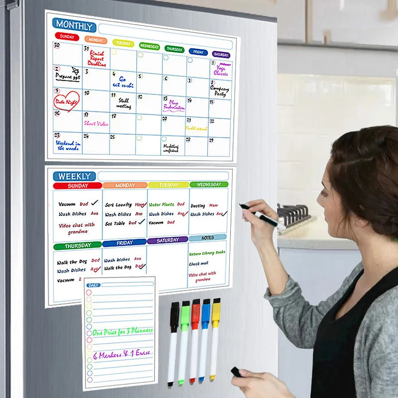 Magnetic Calendar for Fridge Monthly Weekly Planner Dry Erase 