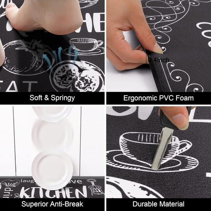 Kitchen Rugs Set of 2, Non Slip Waterproof Mat Carpet for Sink, Laundry Room
