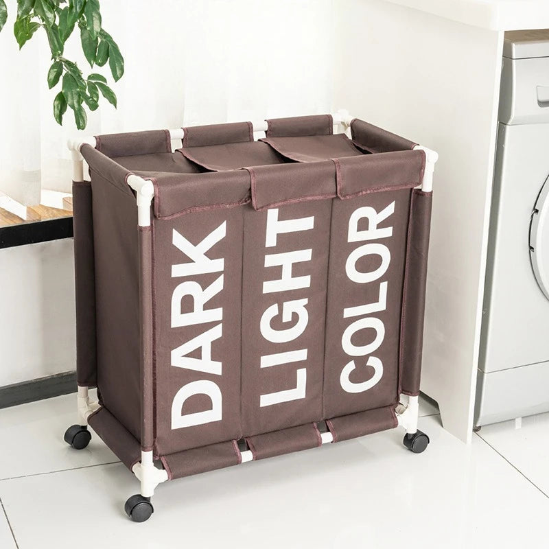 3-Section Laundry Hamper for Darks, Lights and Colours 