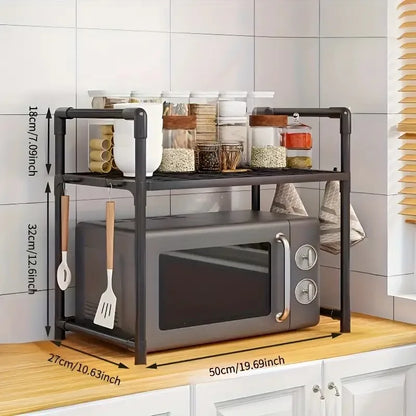 Heavy-Duty Adjustable/Telescopic Storage Rack/Microwave Stand - Easy-To-Assemble Kitchen Organiser