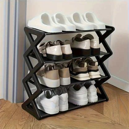 4-Tier Heavy Duty Shoe Rack, Stainless Steel, Space-Saving, Easy Assembly, Modern Entryway Organiser