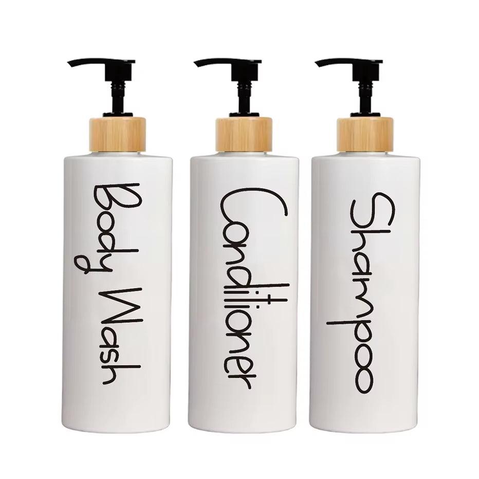 3PCS Bathroom Soap Dispenser Reusable Hand Pump Dispenser Bottle Bathroom Shower Gel Shampoo Refillable Bottle Container