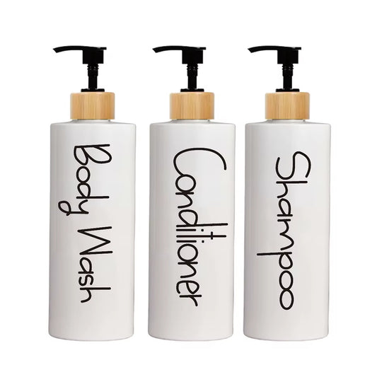 3PCS Bathroom Soap Dispenser Reusable Hand Pump Dispenser Bottle Bathroom Shower Gel Shampoo Refillable Bottle Container