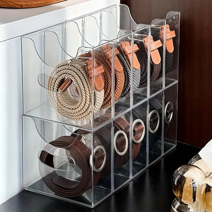Belt , Tie & Scarf Organizer Box - Multi-Compartment Storage - Drawer Organizer for Home, Dresser, or Wardrobe 28X13X12.5Cm
