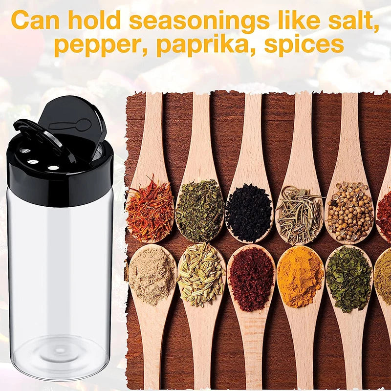 Clear Plastic Spice Jar with Shaker Lids Kitchen Seasoning Containers for Kitchen Storing Spice Powders JT198