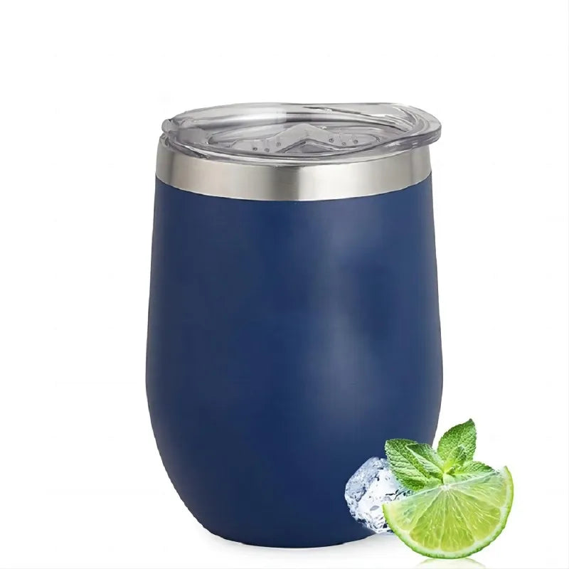 12 Oz Stainless Steel Wine Tumbler with Lids, Double Wall Vacuum Insulated Travel Cup for Coffee, Cocktail, Drink, Tea and Beer